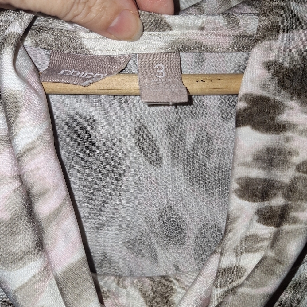 Chico's Animal Print Cowl Neck Long Sleeve Shirt - Picture 3 of 6
